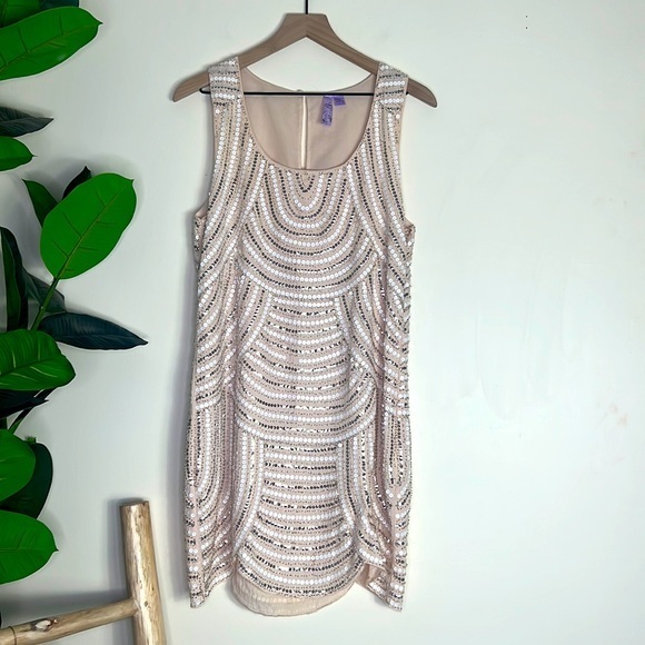 ALYA Cream Sequin Mini Dress‎ Size Small - Picture 1 of 8